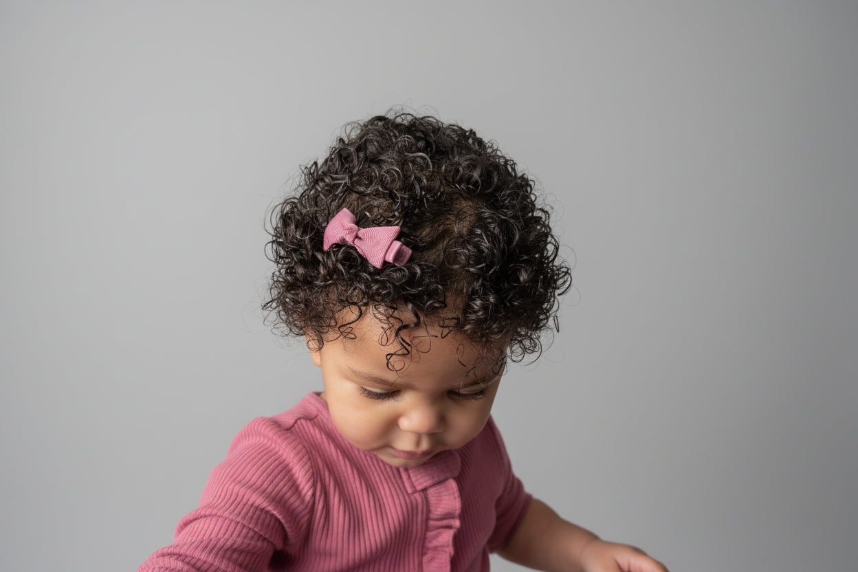 Person with curly hair wearing a pink top in an indoor setting