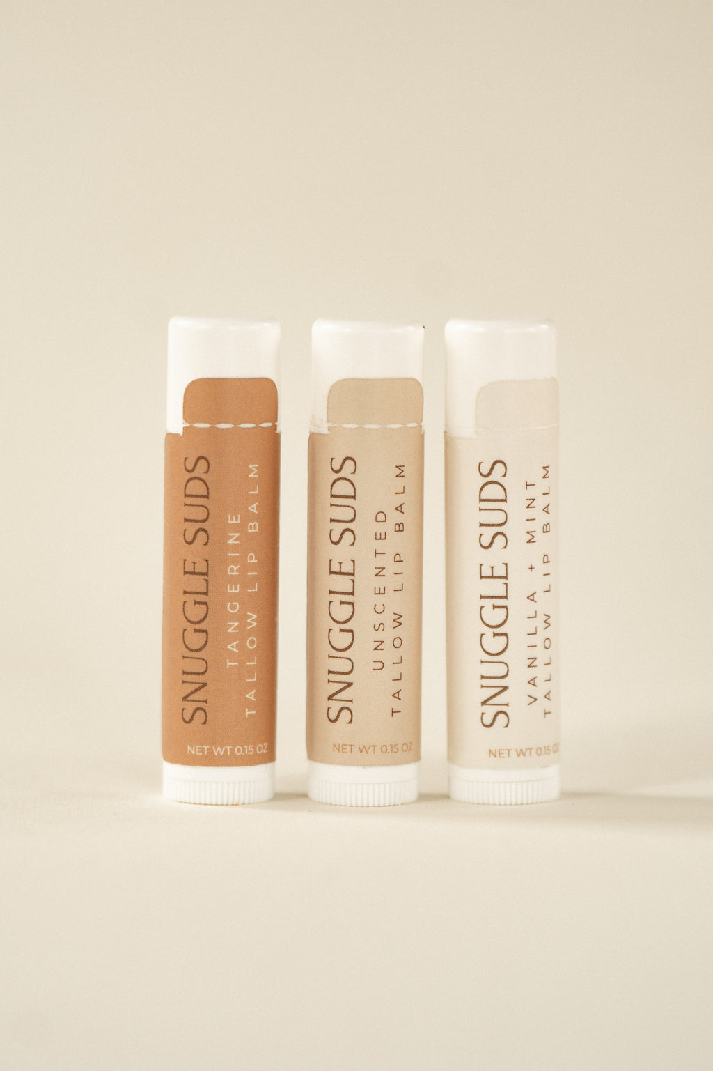 Tallow Lip Balm Trio (Vanilla Mint, Unscented, Tangerine)