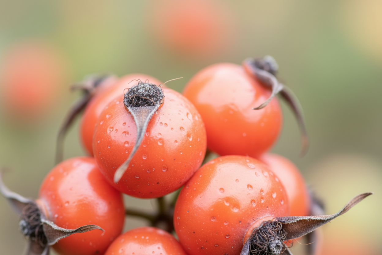 Close-up of red berries with a blurred natural background